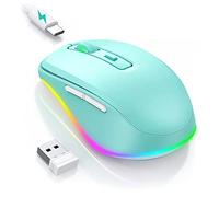 Seenda Souris sans fil, rechargeable et lumineuse à LED pour ordinateur portable, souris silencieuse USB 2,4 G avec mouvement de jiggler intégré, simulation indétectable de mouvement pour garder
