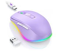 Seenda Souris sans fil, rechargeable et lumineuse à LED pour ordinateur portable, souris silencieuse USB 2,4 G avec mouvement de jiggler intégré, simulation indétectable de mouvement de la souris pour