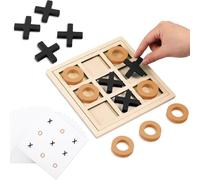 Seenelling Jeu d'échecs XO Jumbo en bois pour personnes âgées d'Alzheimer avec modèles assortis et puzzle - Jeu d'échecs XO pour personnes âgées - Décoration de table (noir, orange)