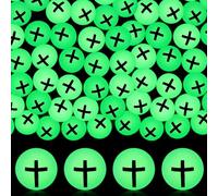 Seenelling Lot de 24 balles rebondissantes chrétiennes phosphorescentes en caoutchouc - Croix de Jésus - Boules rebondissantes - Cadeau religieux - Vert