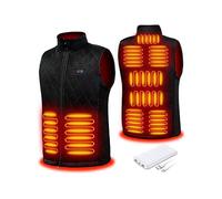 Seenew Gilet Chauffant Hommes ，veste chauffante avec batterie incluse avec 9 zones de chaleur Chauffé Gilet Chaud Lavable pour Hiver Moto Chasse