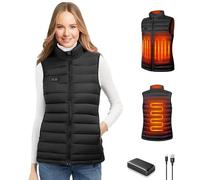 seenlast Veste Chauffante Femme, Gilet Chauffant Femme avec Batterie 10000mAh 5V Incluse, Doudoune Chauffante avec Chauffage 4 Zones et 3 Niveaux pour Ski Moto Chasse Camping, Lavable en Machine