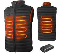 seenlast Veste Chauffante Homme, Gilet Chauffant Homme avec Batterie 10000mAh 5V Incluse, Doudoune Chauffante avec Chauffage 4 Zones et 3 Niveaux pour Ski Moto Chasse Camping, Lavable en Machine