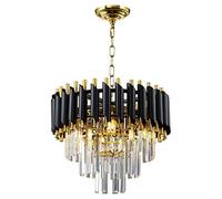 Seenvlog Modern Led Crystal Pendant Light black and Golden Crystal Chandelier Lights 3-Tier Raindrop Chandelier Light Fixture Flush Mount Ceiling Light for Dining Room,D40cm E14x4 LED lights…