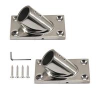 SeeRaphee Lot de 2 raccords de rampe de bateau de 2,2 cm 45 degrés en acier inoxydable 316 de qualité marine, base ronde avec vis et clé pour auvent, voilier, yacht