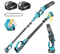 SEESII 2-en-1 8 Pouces Tronçonneuse télescopique & Mini tronçonneuse | Tronçonneuse sans Balais Electrique 2x 4000mAh et Perche, Extensible jusqu'à 15 Pieds pour Élagage des Arbres