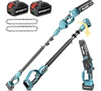 SEESII 2-en-1 Tronçonneuse télescopique & Mini tronçonneuse avec 2 Batteries de 4000mAh, Tronçonneuse sans Balais de 8 Pouces avec Perche, Extensible jusqu'à 15 Pieds pour Élagage des Arbres