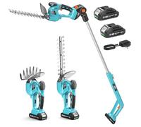 SEESII Brushless Telescopique Taille Haie: 4-en-1 Cisaille à Gazon 160mm & Taille Haies sans Fil 200mm, 2×2,0Ah Batteries, Taille-Haie à Batterie Idéal pour Haies, Rameaux Fins, Pelouses