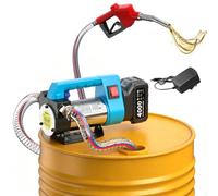 SEESII Pompe a Gasoil Sur Batterie, 45 L/min, Pistolet Auto-Stop | Pompe Carburant Electrique pour Diesel et Kérosène, avec Batterie 4,0 Ah, Tuyaux et Filtre, pour Tracteurs, Fûts, Bateaux