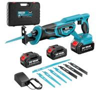 SEESII Scie sabre sans fil 21 V, moteur sans balais 3300 SPM, Scie alternativeavec 2 batteries 4.0Ah, 8 lames Pour bois, métal, PVC