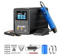 Seesii Soudeuse par points pour batteries - 10080 W - Soudeuse par points pour batteries avec kit de pistolet à air chaud SE208 Spot Welder avec condensateurs 3000 F et transmission 999 pour bandes