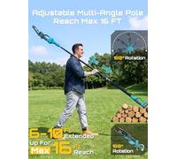 SEESII Tronçonneuse électrique sans balais 8'' avec perche d'extension 3M, scie à branches hautes 2 en 1, tronçonneuse sans fil, coupe-bûches, taille-haies, pour batterie Makita 18V Kit 2