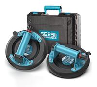SEESII Ventouse Carrelage, 2 Pièces 8" Ventouse Vitre Professionnelle avec Pompe ABS + Poignée, Charge 200 KG, Ventouse de Levage pour Pierre, Granit, Fenêtres et Tôles Métalliques