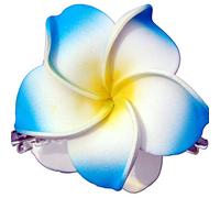 SEESTERN Bali Hawaii Pince à cheveux 2 fleurs de frangipanier en caoutchouc mousse Bleu