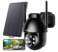 SeeVision Caméras de sécurité solaires d'extérieur sans fil, PTZ WiFi 2K 3 MP caméra de sécurité intérieure pour la maison avec projecteur, détection de mouvement PIR, sirène, vision nocturne couleur