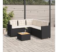 Seeye Créez un espace extérieur confortable avec l'ensemble de canapés de terrasse en forme de L, coussins inclus, design en rotin noir durable