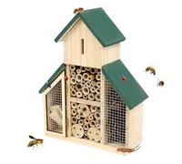 Seezengreen Maison à insectes en bois à 3 couches avec toit vert, plusieurs pièces et capacité, hôtel à insectes, un habitat extérieur suspendu pour abeilles, papillons, coccinelles, habitat de