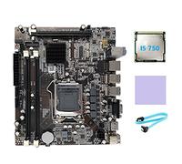 Sefdrert Carte mère H55 LGA1156 compatible avec les processeurs I3 530 I5 760 Series + processeur I5 750 + câble + coussinet thermique