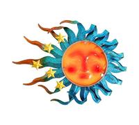 Sefdrert Décor Mural Solaire en Métal - Art Mural Extérieur en Métal pour Patio, Décoration Murale à Suspendre, Intérieur et Extérieur, Facile à Utiliser