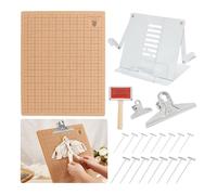 Sefdrert Ensemble de Planches en Macramé, Planche en Macramé et Support Réglable en Métal, Fournitures pour Macramé, Planche de Projet en Macramé à Grille Double Face