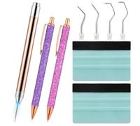 Sefdrert Kit D'Outils de Désherbage en Vinyle 10 Pièces, Outils de Désherbage LED avec Lumière pour Vinyle, 5 Têtes de Stylo, 2 Stylos à Libération D'Air, 2 Raclettes en Vinyle, Installation Facile
