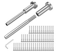 Sefdrert Lot de 50 Câbles Invisibles pour Garde-Corps, Tendeur de Câble de 1/8 Po, Récepteur pour Poteaux en Bois/Métal de 2 X 2 Po