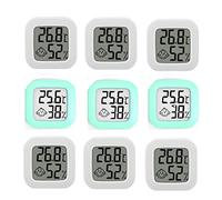 Sefdrert Lot de 9 mini thermomètres, hygromètres, hygromètre, jauge d'humidité, écran LCD, capteur de température et d'humidité