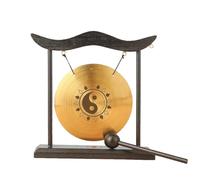 Sefdrert Mini Bureau Gong Table Carillon à Vent Instrument de Percussion Cymbales Gongs avec Maillet pour la Décoration Intérieure Cadeau de Pendaison de Crémaillère-D