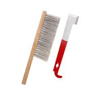Sefdrert Outil de Ruche pour L'Apiculture - Crochet en J et Brosse à Abeilles en Crin de Cheval Naturel, Brosse de Ruche, Lève-Cadre et Grattoir