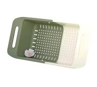 Sefdrert Rack de Vaisselle Télescopage Plastique Drainage Panier Parier Lavage Lavage Légumes Fruits de Cuisine Verte et Blanc
