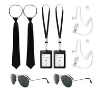 SEFIRST 10 Pcs MIB Agent Costume Accessoires, Men in Black Deguisement, Ensemble de Costumes de Services Secrets Accessoires, Costumes d'espions pour Hommes Femme Enfants pour Fête d'Halloween Cosplay