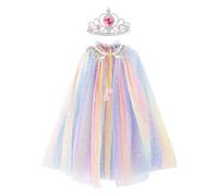 SEFIRST 2 PCS Déguisement Enfant de Princesse, Cape de princesse Costume Princesse Coloré Cape (Multicolore, Taille unique)