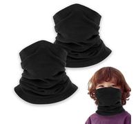 SEFIRST 2 Pièces Cache Cou Elastique pour Enfant, Multifonction Cache-Cou col Nez Hiver, Tour de Cou Coupe-Vent et Respirant Snood pour Moto, Cyclisme, Ski, Course à Pied, Taille unique, Noir
