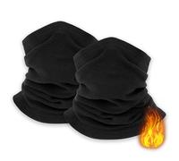 SEFIRST 2 Pièces Cache Cou Elastique pour Homme et Femme, Multifonction Cache-Cou col Nez Hiver, Tour de Cou Coupe-Vent et Respirant Snood pour Moto, Cyclisme, Ski, Course à Pied, Taille unique, Noir