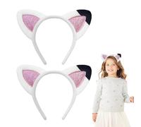 SEFIRST 2 Pièces Serre-Tête Oreille de Chat Cosplay Carnaval Accessoire Cheveux, Bandeau de Coiffure Oreilles de Chat en Peluche, Décoration de Carnaval Halloween Cadeau Fête Party Cosplay (Blanc)