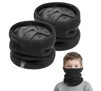 SEFIRST 2 Pièces Tour de Cou pour Enfant, Polaire Cache Cou, Gaiter Masque Cagoule Cache-Cou Hiver écharpe Coupe-Vent Ski Élastique Épais Snood pour Moto Ski Marche Course Voyage, Noir