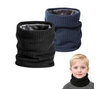 SEFIRST 2 Pièces Tour de Cou pour Enfants, Polaire Cache Cou, Gaiter Masque Cagoule Cache-Cou Hiver écharpe Coupe-Vent Ski Élastique Épais Snood (Noir, Bleu, Taille unique)