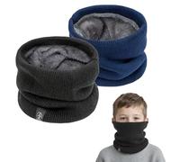 SEFIRST 2 Pièces Tour de Cou pour Enfants, Polaire Cache Cou, Gaiter Masque Cagoule Cache-Cou Hiver écharpe Coupe-Vent Ski Élastique Épais Snood pour Moto Ski Marche Course (Noir, Bleu, Taille unique)