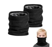 SEFIRST 2 Pièces Tour de Cou pour Enfants, Polaire Cache Cou, Gaiter Masque Cagoule Cache-Cou Hiver écharpe Coupe-Vent Ski Élastique Épais Snood pour Moto Ski Marche Course Voyage, Noir