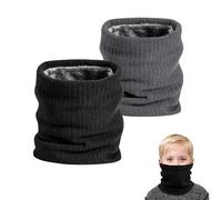 SEFIRST 2 Pièces Tour de Cou pour Enfants, Polaire Cache Cou, Gaiter Masque Cagoule Cache-Cou Hiver écharpe Coupe-Vent Ski Élastique Épais Snood pour Moto Ski Marche Course Voyage, Noir et Gris