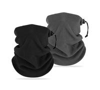 SEFIRST 2 Pièces Tour de Cou pour Femme et Homme, Polaire Cache Cou, Gaiter Masque Cagoule Cache-Cou Hiver écharpe Coupe-Vent Ski Élastique Épais Snood pour Moto Ski Marche Course Voyage, Noir et Gris