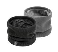 SEFIRST 2 Pièces Tour de Cou pour Femme et Homme, Polaire Cache Cou, Gaiter Masque Cagoule Cache-Cou Hiver écharpe Coupe-Vent Ski Élastique Épais Snood pour Moto Ski Marche Course Voyage, Noir et Gris