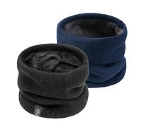 SEFIRST 2 Pièces Tour de Cou pour Femme et Homme, Polaire Cache Cou, Gaiter Masque Cagoule Cache-Cou Hiver écharpe Coupe-Vent Ski Élastique Épais Snood pour Moto Ski Marche Course Voyage, Noir et Bleu