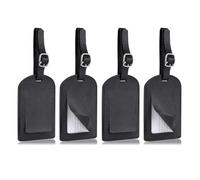 SEFIRST 4 Pièces Etiquette Valise, Etiquettes à Bagage, PU Cuir Bagage Peut être Écrit Réglable Étiquettes Valise, Pour Valise Voyage Avion, Porte Etiquette Valise Inscriptible Nom Adresse, Noir