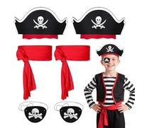 SEFIRST 6 Pièces Pirate Costume Enfant Deguisement Pirate, Chapeau Pirates Cache Oeil Ceinture, Capitaine Costume Pirates Accessoire pour Adultes Enfant pour Halloween Carnaval Cosplay Fête