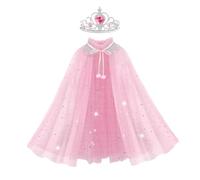 SEFIRST Cape de princesse rose avec 1 couronne, cape de princesse avec paillettes étincelantes, costume pour Halloween, carnaval, fête, cosplay, déguisement de princesses pour filles