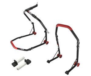 SEFIS D18 Kit de béquille de moto avant et arrière pour moto - Support de service avant et arrière - Support de montage arrière de moto (rouge, standard)