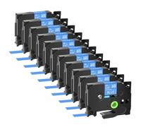 SEFNPOME 11pk Multicolor Tze 231 631 Rassette d'étiquette 12 mm Compatible avec TZ 531 131 Ribbons Compatible avec Les modèles d'imprimante d'étiquette PT-H110 PT-HD200(White on Blue)
