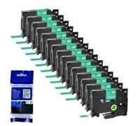 SEFNPOME 15pk 6/9/12/18/24 mm Tze-231 Black on White Tapes d'étiquette Compatible avec Les modèles d'étiquette Tze-241 335 131 TZ 631(White on Green)