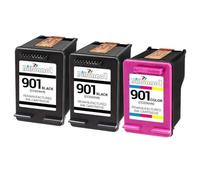 SEFNPOME 3PK 901 CARTRIDGES DE Couleur Noir Black compatibles avec OfficeJet J4524 J4540 J4550 J4580 MODÈLES CC653A CC656A